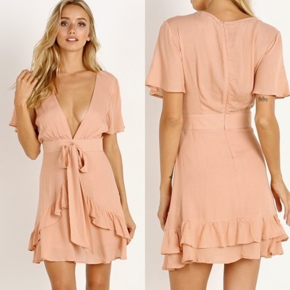 Sage‎ Sunday Beach Club dress blush polka dot L